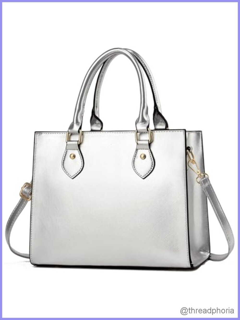 Women's PU Leather Satchel Crossbody Tote Bag with Removable Strap